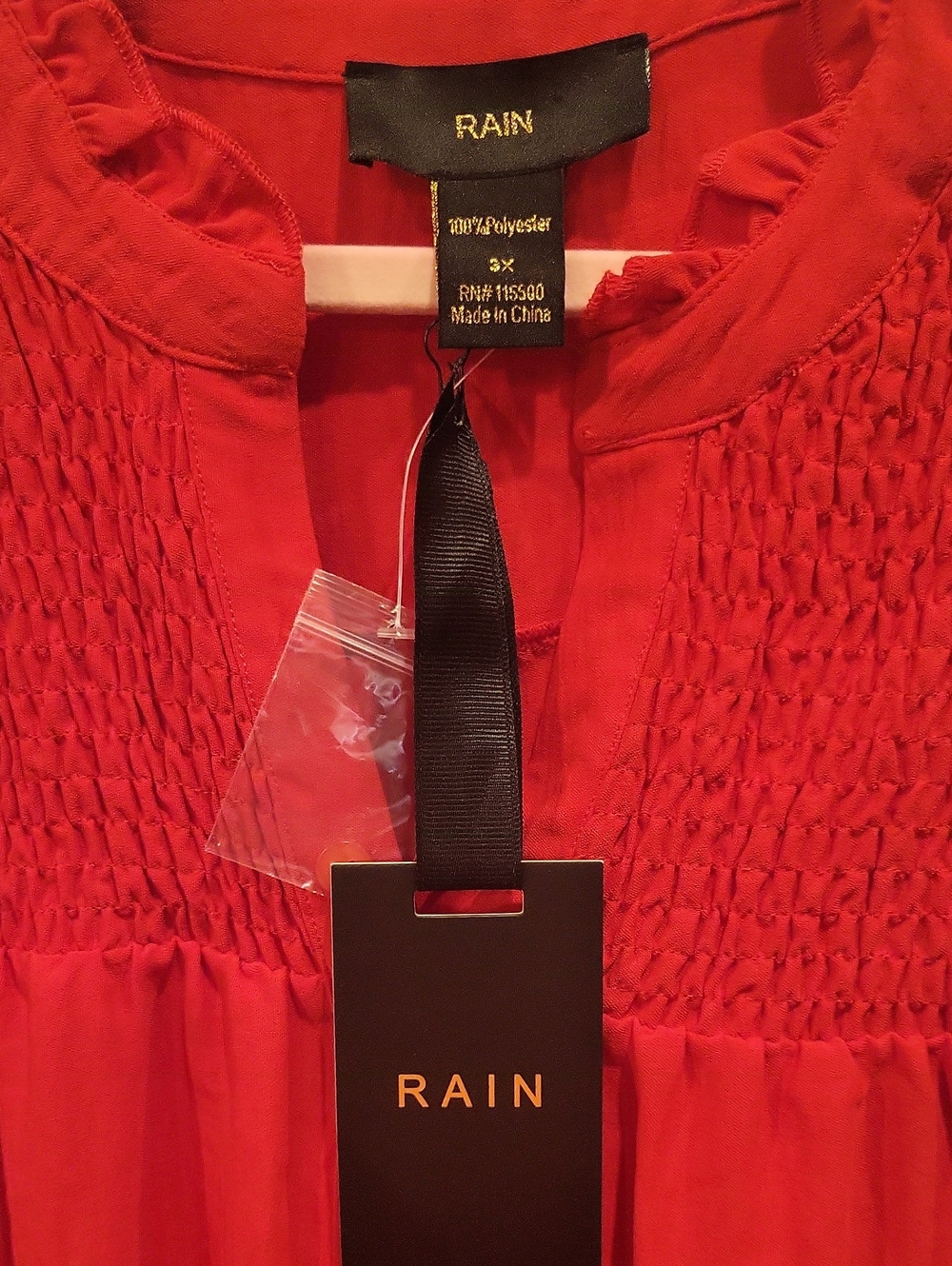 Rain Red Smocked Ruffle-Trim Camisole - Picture 2 of 5